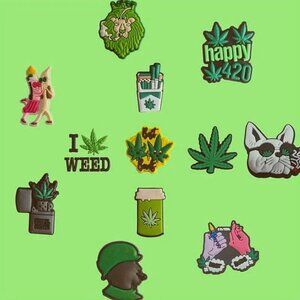 12pcs Green Leaf Shoe Charm For Crocs